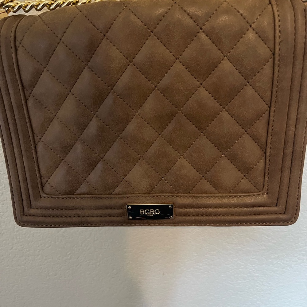 BCBG Quilted Tan Crossbody Bag